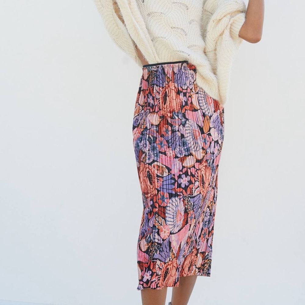 Anthropologie Maeve‎ Tilda Pleated Velvet Midi Skirt